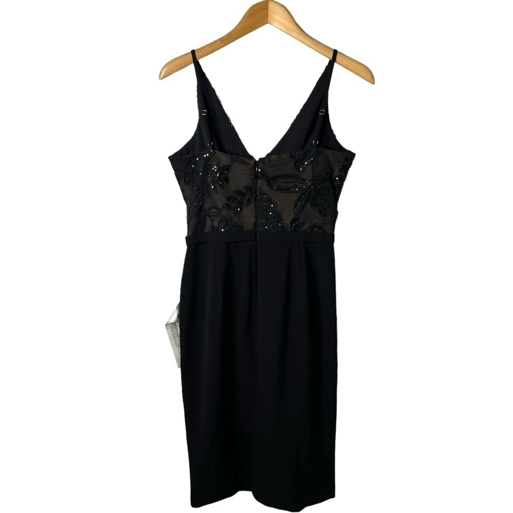 Dress The Population Giulia Dress Black Size Large Leg Slit Sequin Lace Top - Picture 5 of 10